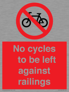 No cycles to be left against railings